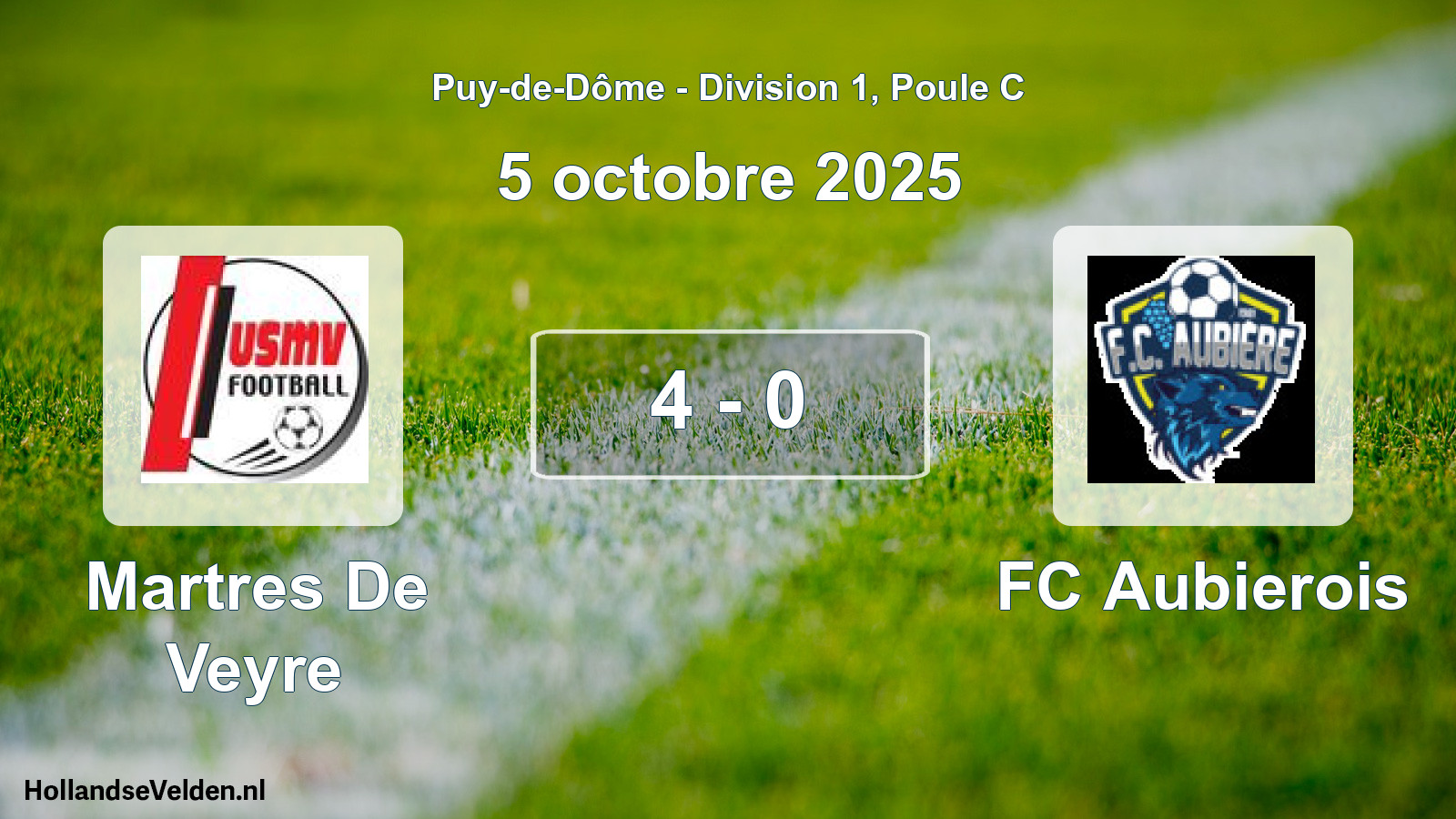 Total number of matches played: Martres De Veyre - FC Aubierois 4 - 0 (5 October 2025)