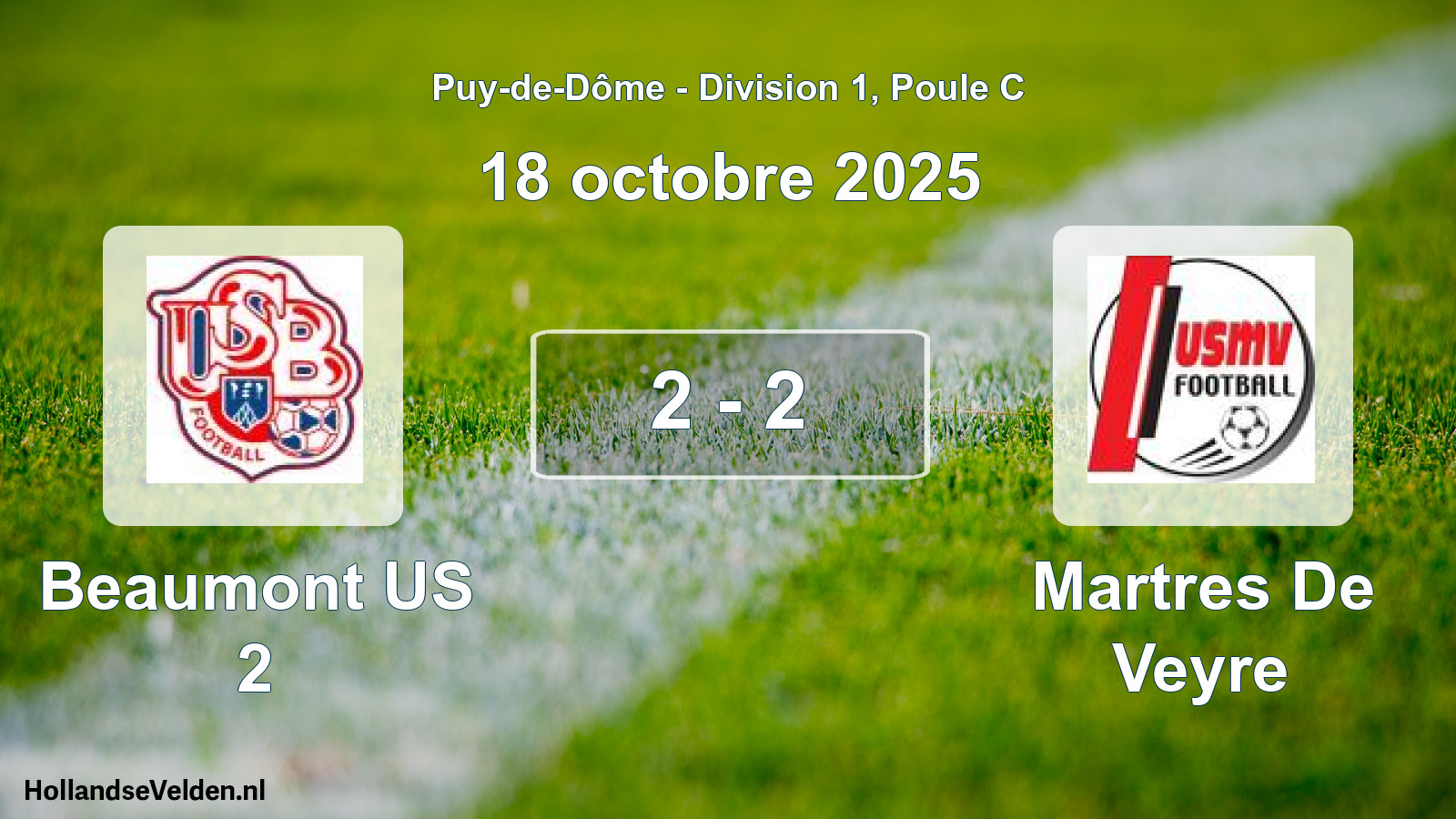 Gespeelde wedstrijd: Beaumont US 2 - Martres De Veyre 2 - 2 (18 oktober 2025)