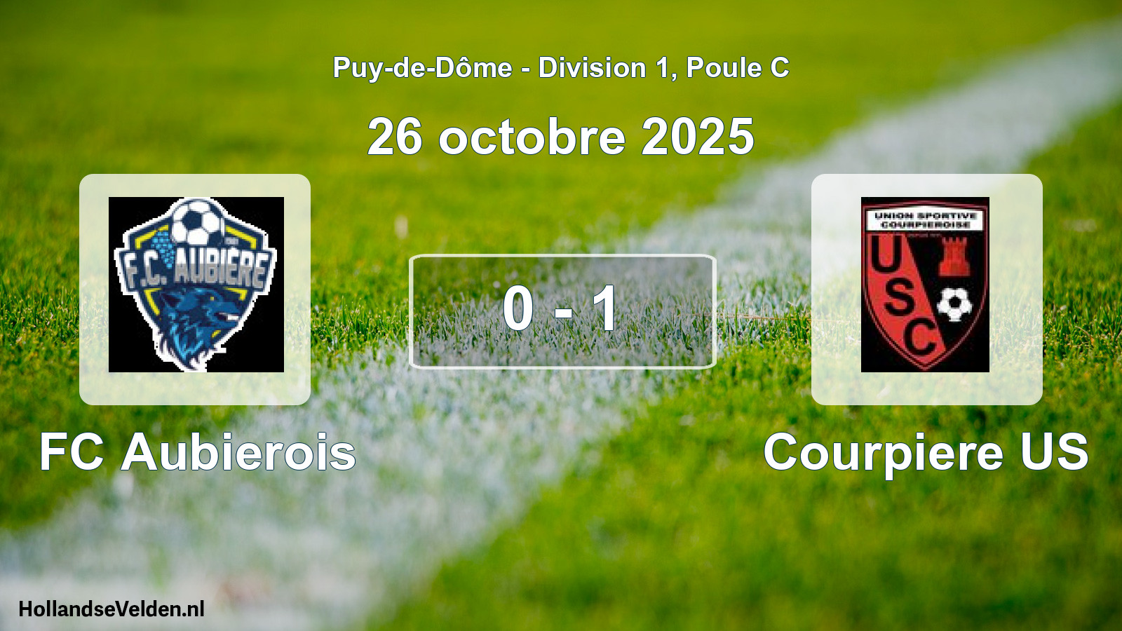 Gespeelde wedstrijd: FC Aubierois - Courpiere US 0 - 1 (26 oktober 2025)