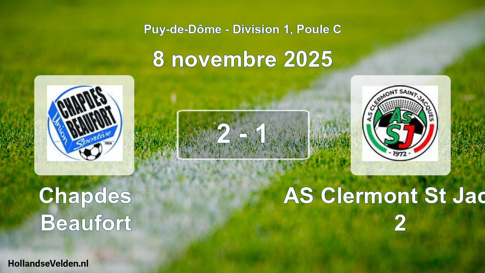 Gespeelde wedstrijd: Chapdes Beaufort - AS Clermont St Jacqu 2 2 - 1 (8 november 2025)