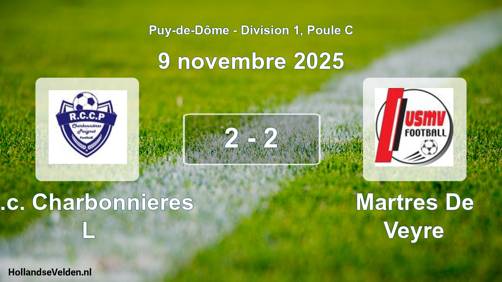 Gespeelde wedstrijd: R.c. Charbonnieres L - Martres De Veyre 2 - 2 (9 november 2025)