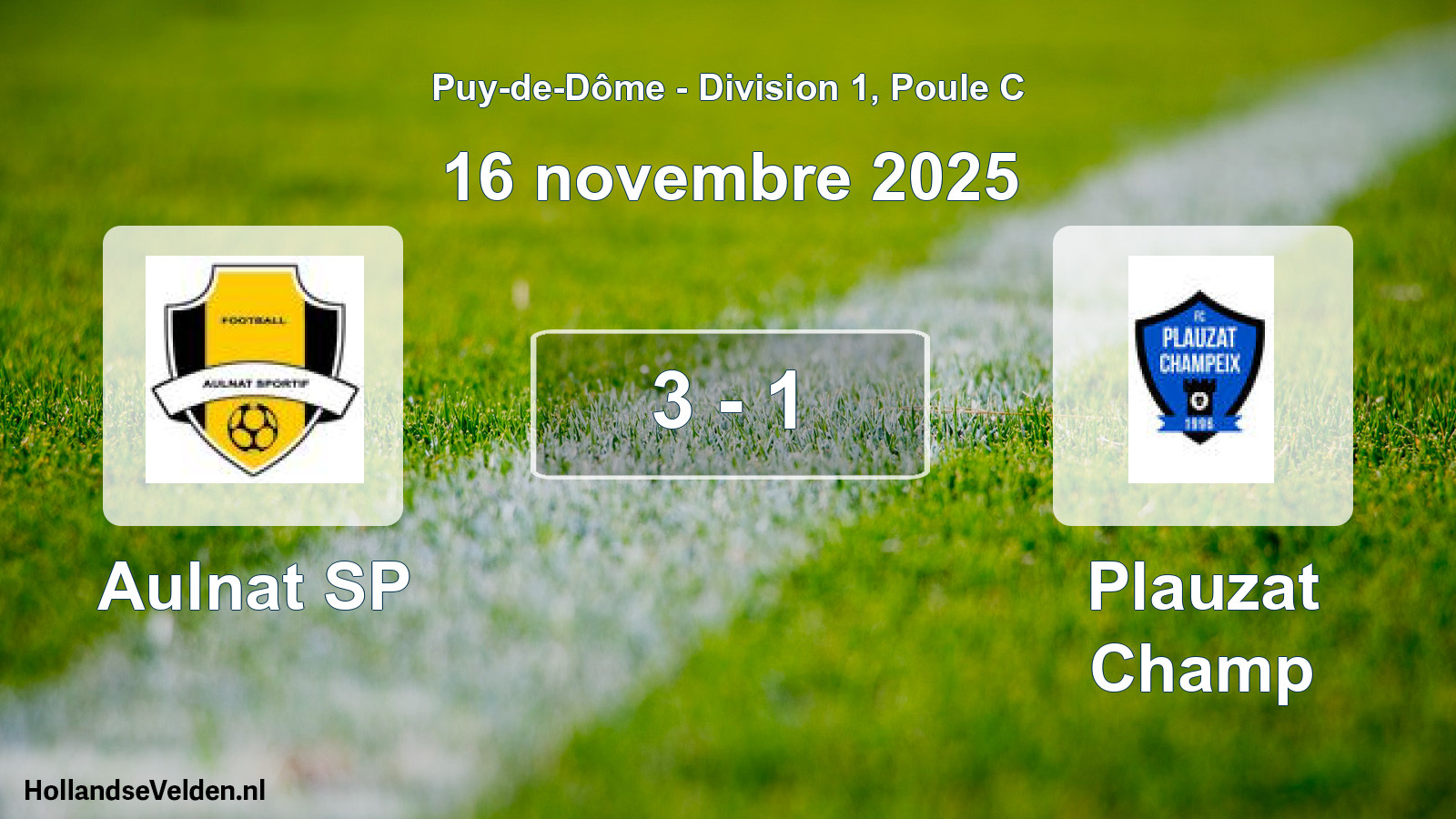Gespeelde wedstrijd: Aulnat SP - Plauzat Champ 3 - 1 (16 november 2025)