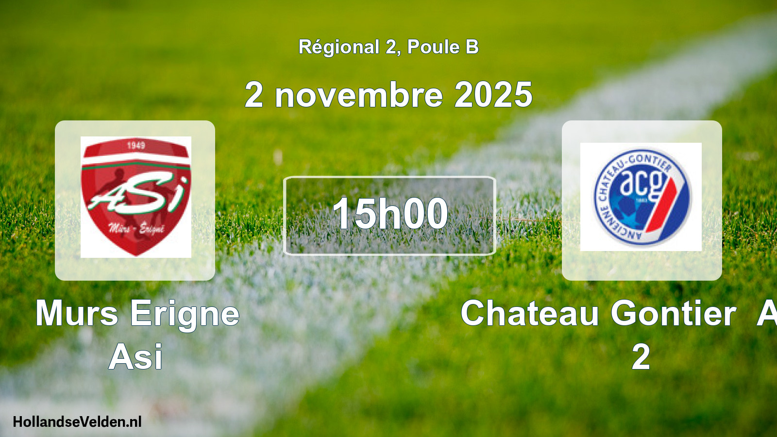 Geplande wedstrijd: Murs Erigne Asi - Chateau Gontier Anc 2 (2 november 2025)