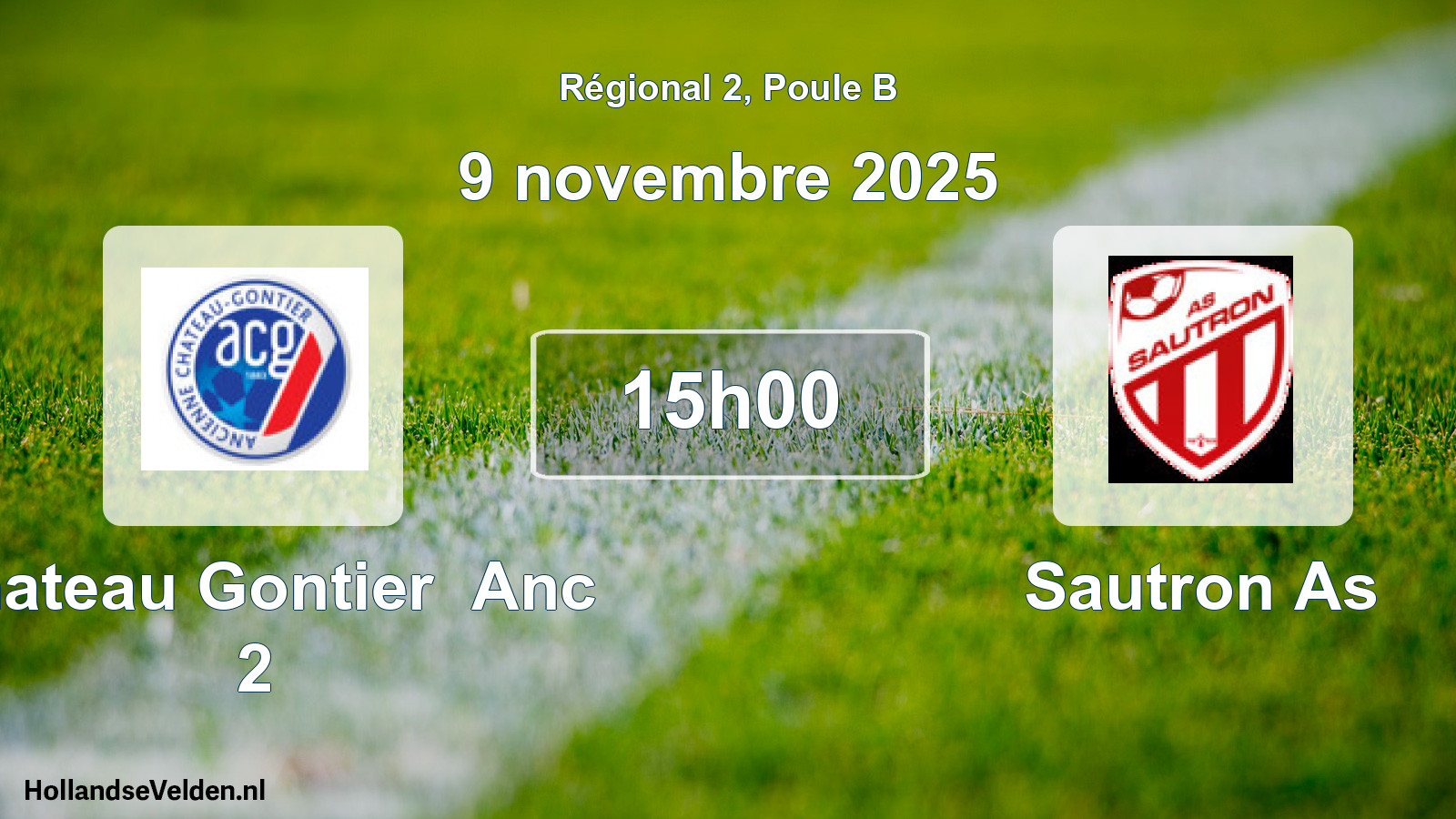 Geplande wedstrijd: Chateau Gontier Anc 2 - Sautron As (9 novembre 2025)