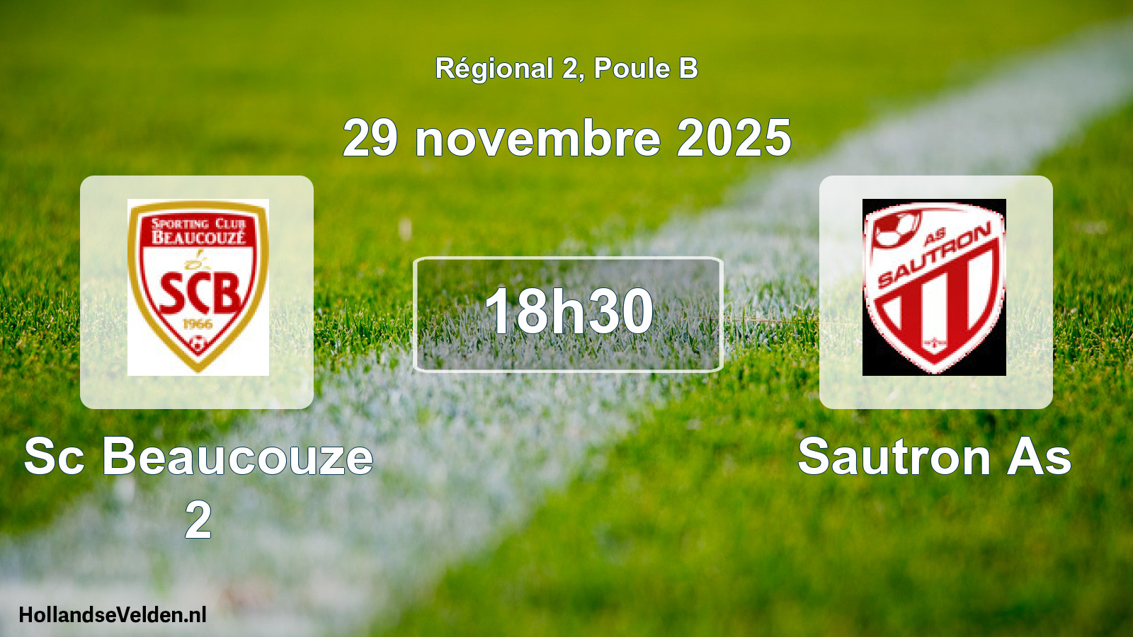 Geplande wedstrijd: Sc Beaucouze 2 - Sautron As (29 novembre 2025)