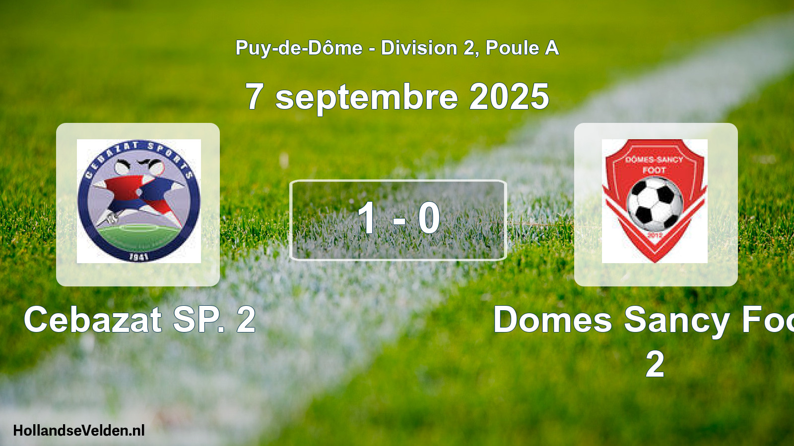 Match joué: Cebazat SP. 2 - Domes Sancy Foot 2 1 - 0 (7 septembre 2025)