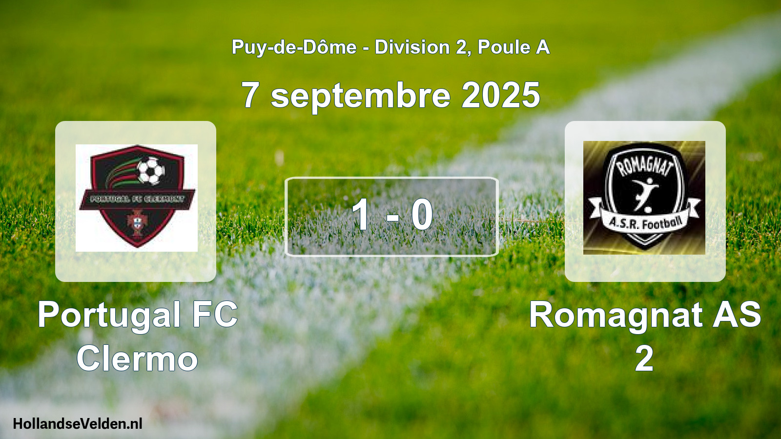 Match joué: Portugal FC Clermo - Romagnat AS 2 1 - 0 (7 septembre 2025)