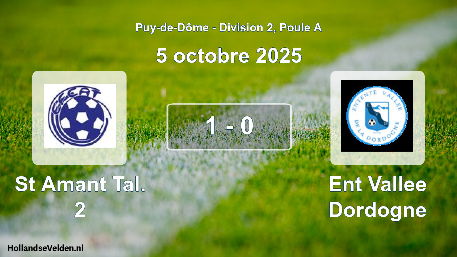 Gespeelde wedstrijd: St Amant Tal. 2 - Ent Vallee Dordogne 1 - 0 (5 oktober 2025)