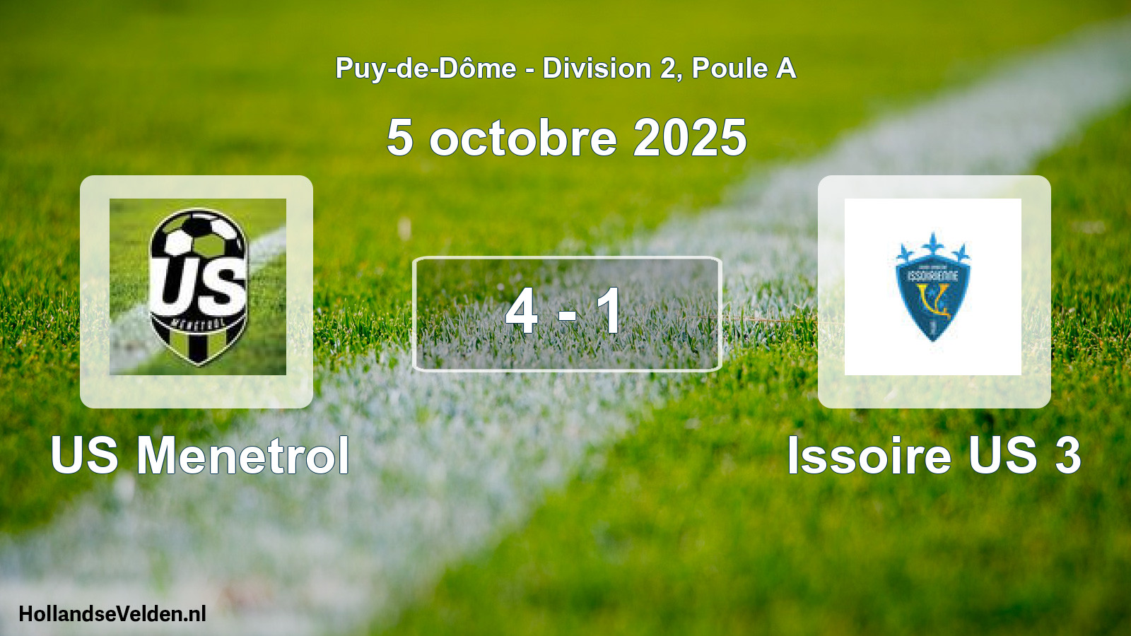 Gespeelde wedstrijd: US Menetrol - Issoire US 3 4 - 1 (5 oktober 2025)