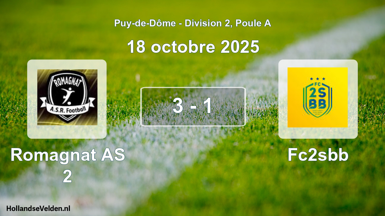 Match joué: Romagnat AS 2 - Fc2sbb 3 - 1 (18 octobre 2025)