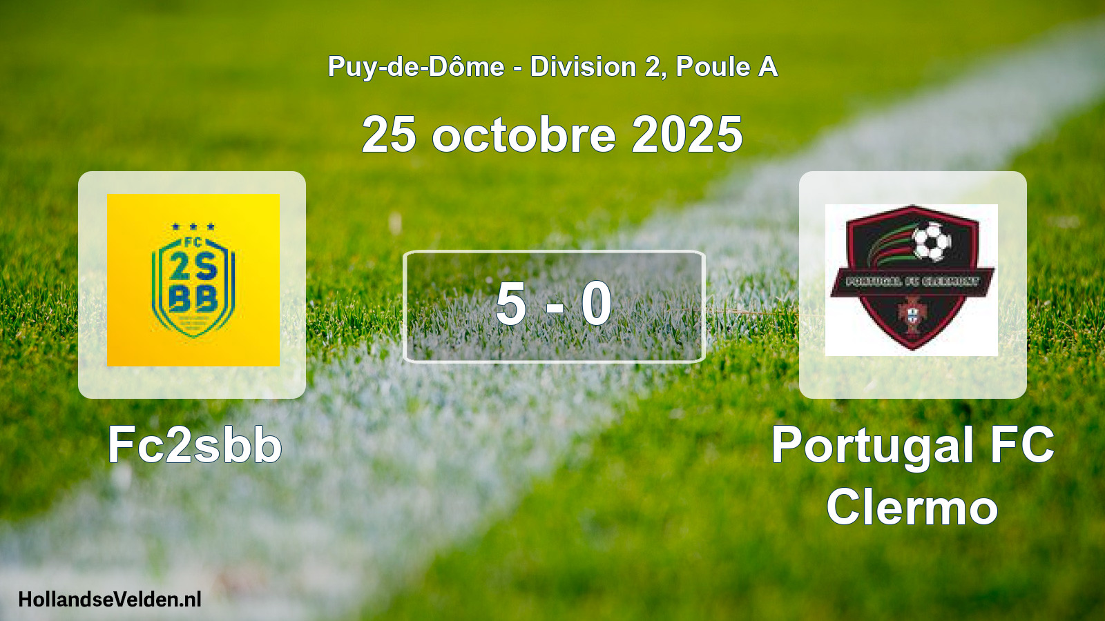 Match joué: Fc2sbb - Portugal FC Clermo 5 - 0 (25 octobre 2025)