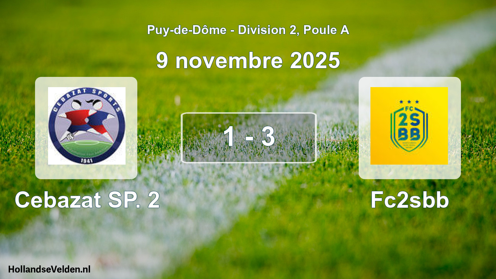 Match joué: Cebazat SP. 2 - Fc2sbb 1 - 3 (9 novembre 2025)