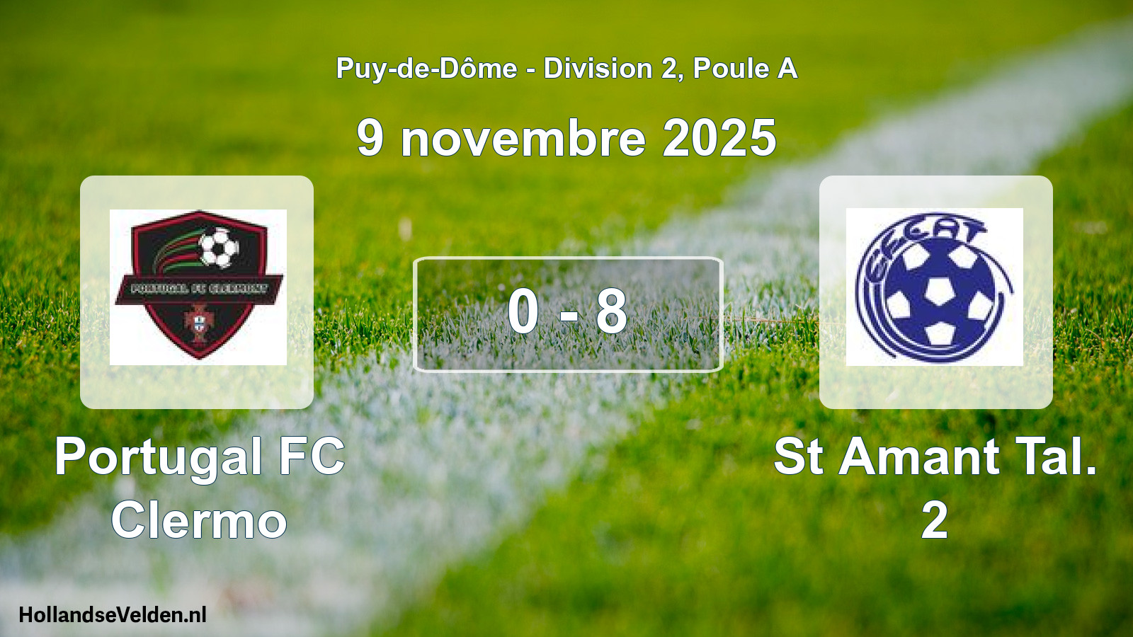 Gespeelde wedstrijd: Portugal FC Clermo - St Amant Tal. 2 0 - 8 (9 november 2025)