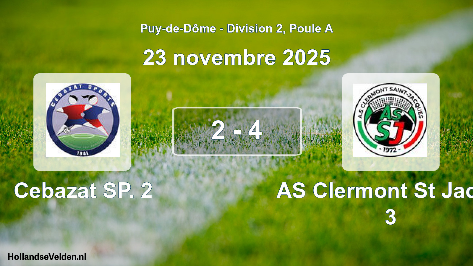Match joué: Cebazat SP. 2 - AS Clermont St Jacqu 3 2 - 4 (23 novembre 2025)