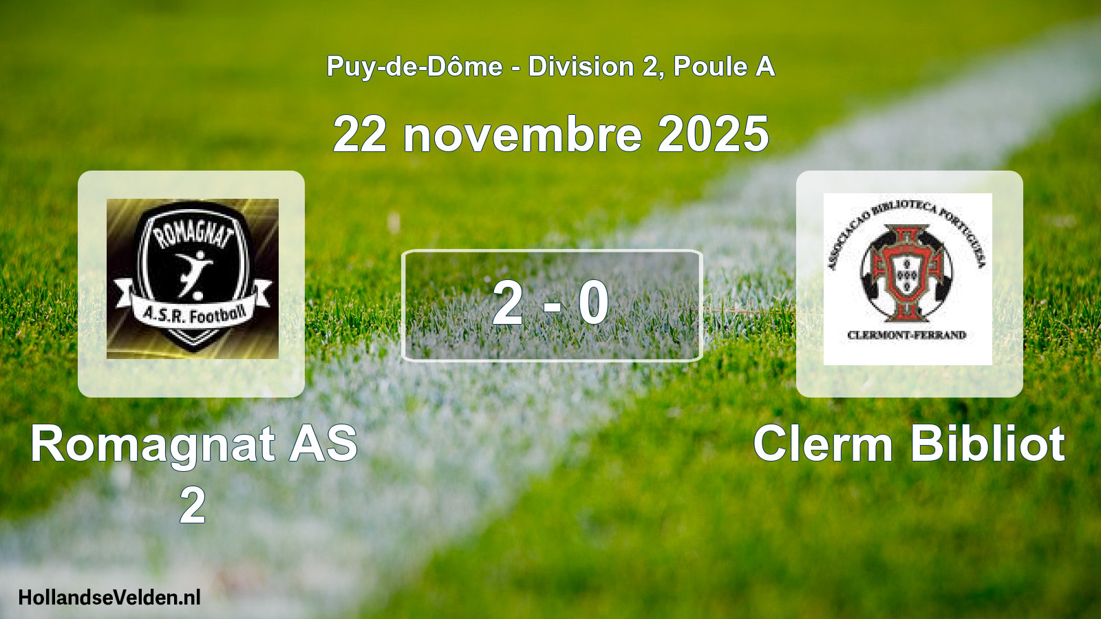 Match joué: Romagnat AS 2 - Clerm Bibliot 2 - 0 (22 novembre 2025)