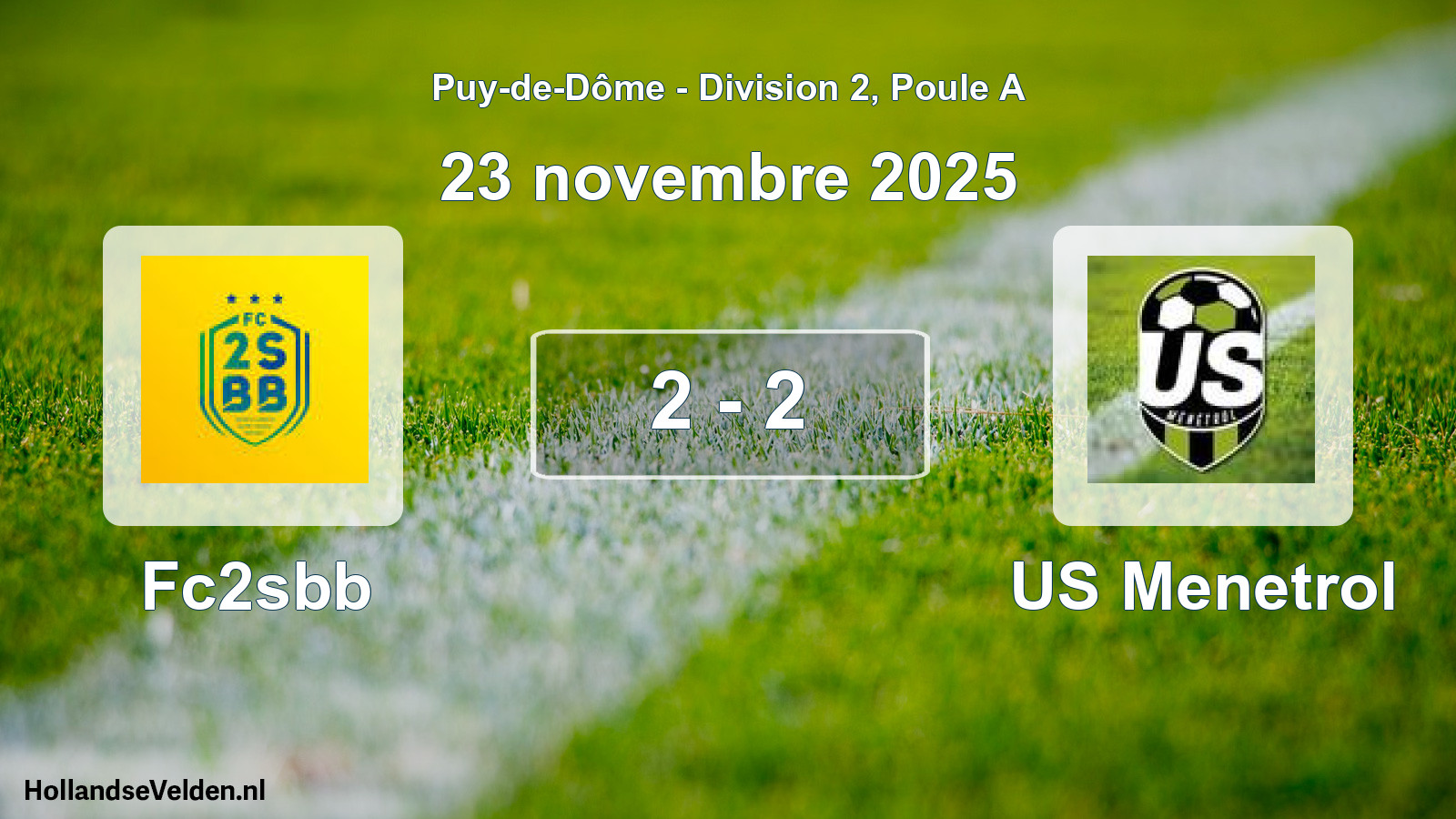 Match joué: Fc2sbb - US Menetrol 2 - 2 (23 novembre 2025)