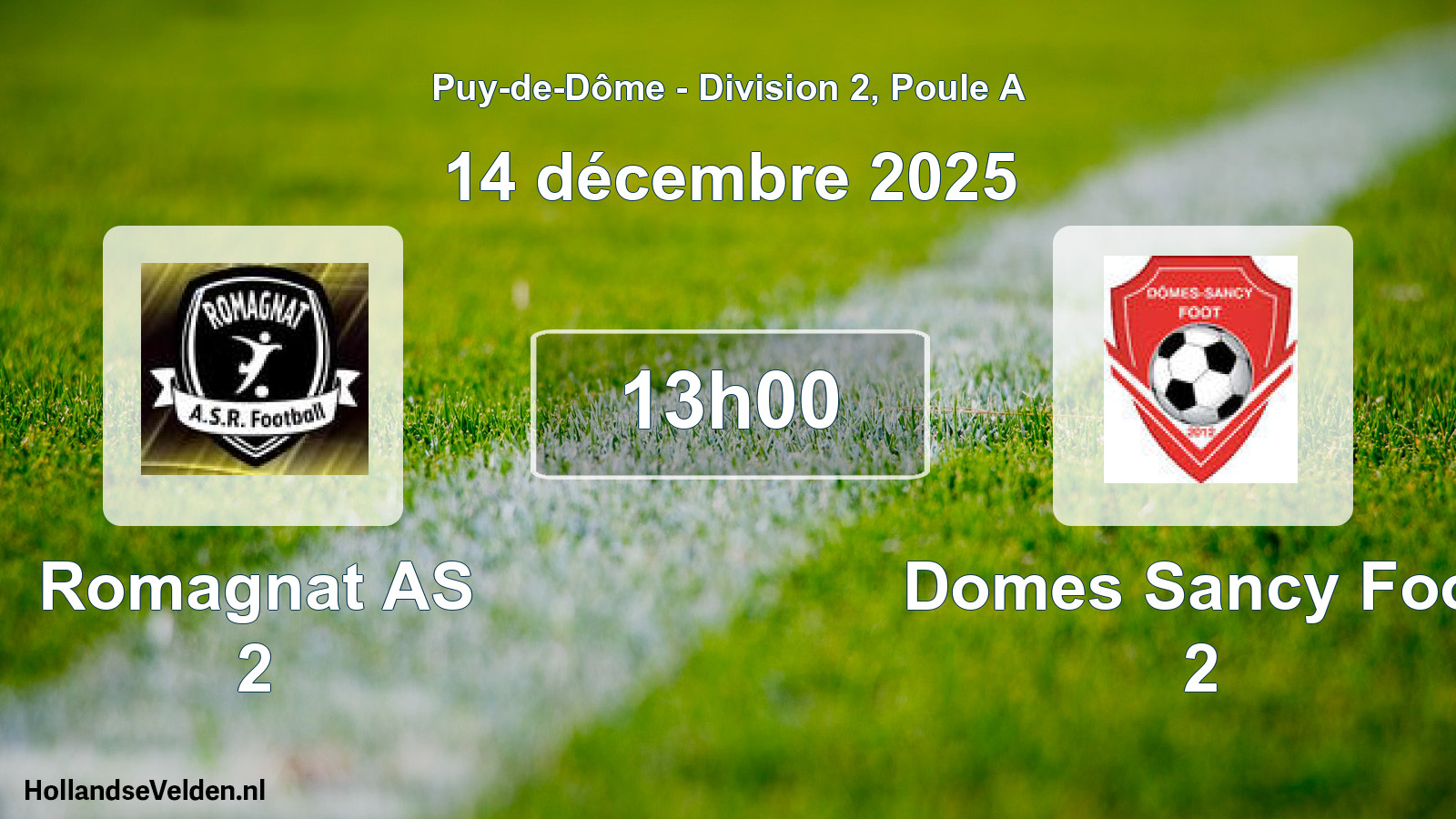Match programmé: Romagnat AS 2 - Domes Sancy Foot 2 (14 décembre 2025)