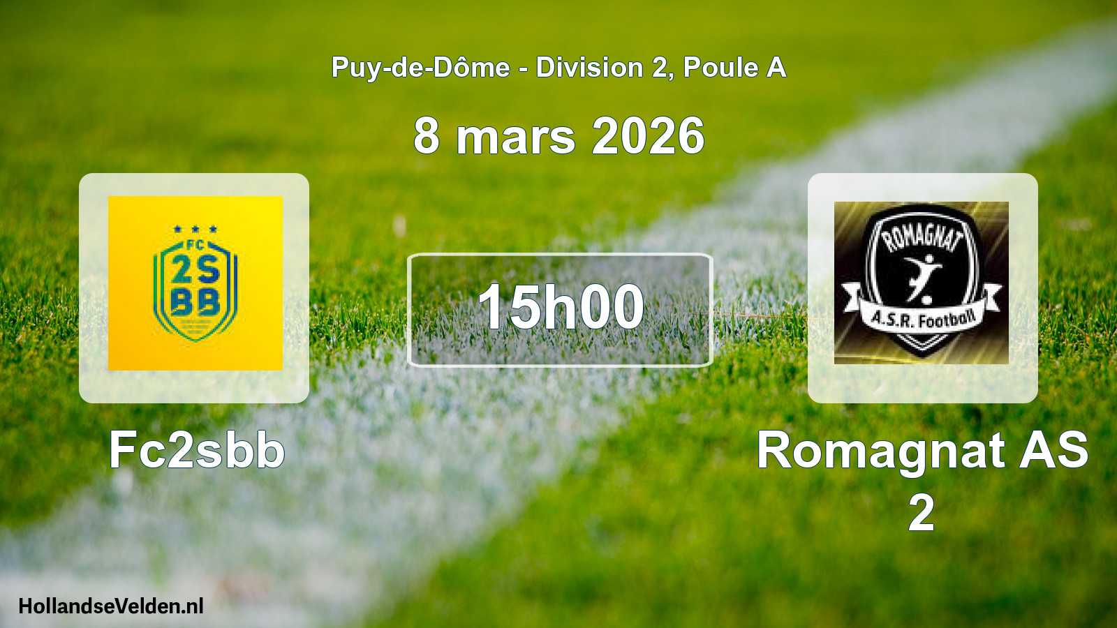 Match programmé: Fc2sbb - Romagnat AS 2 (8 mars 2026)