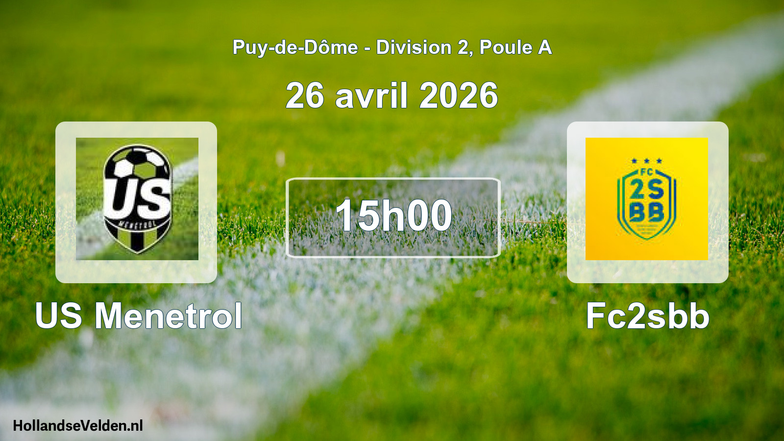 Match programmé: US Menetrol - Fc2sbb (26 avril 2026)