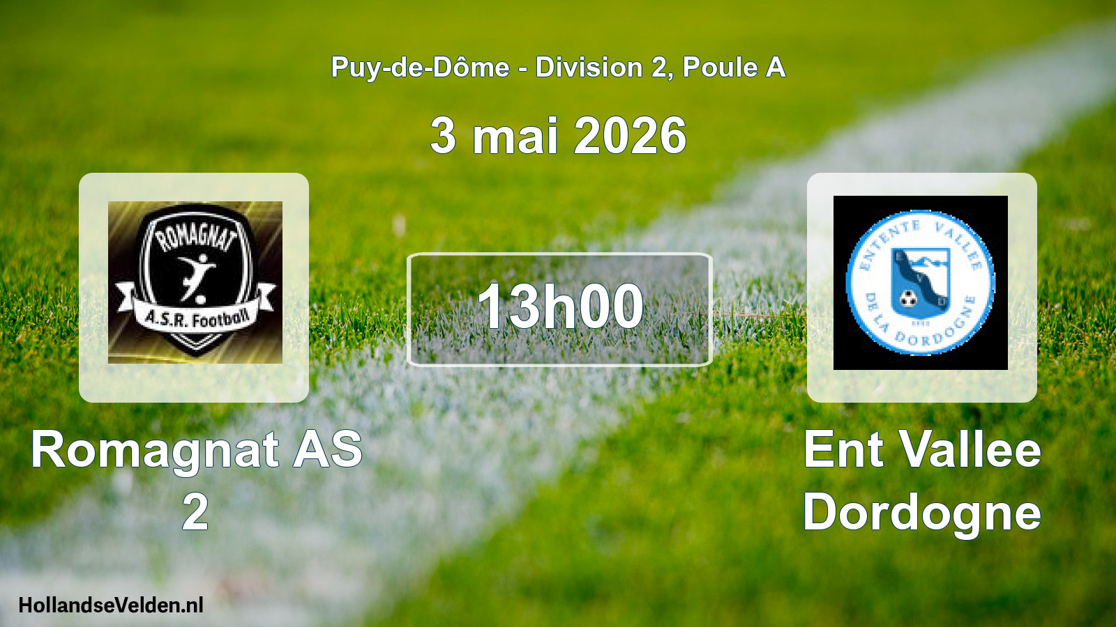 Match programmé: Romagnat AS 2 - Ent Vallee Dordogne (3 mai 2026)