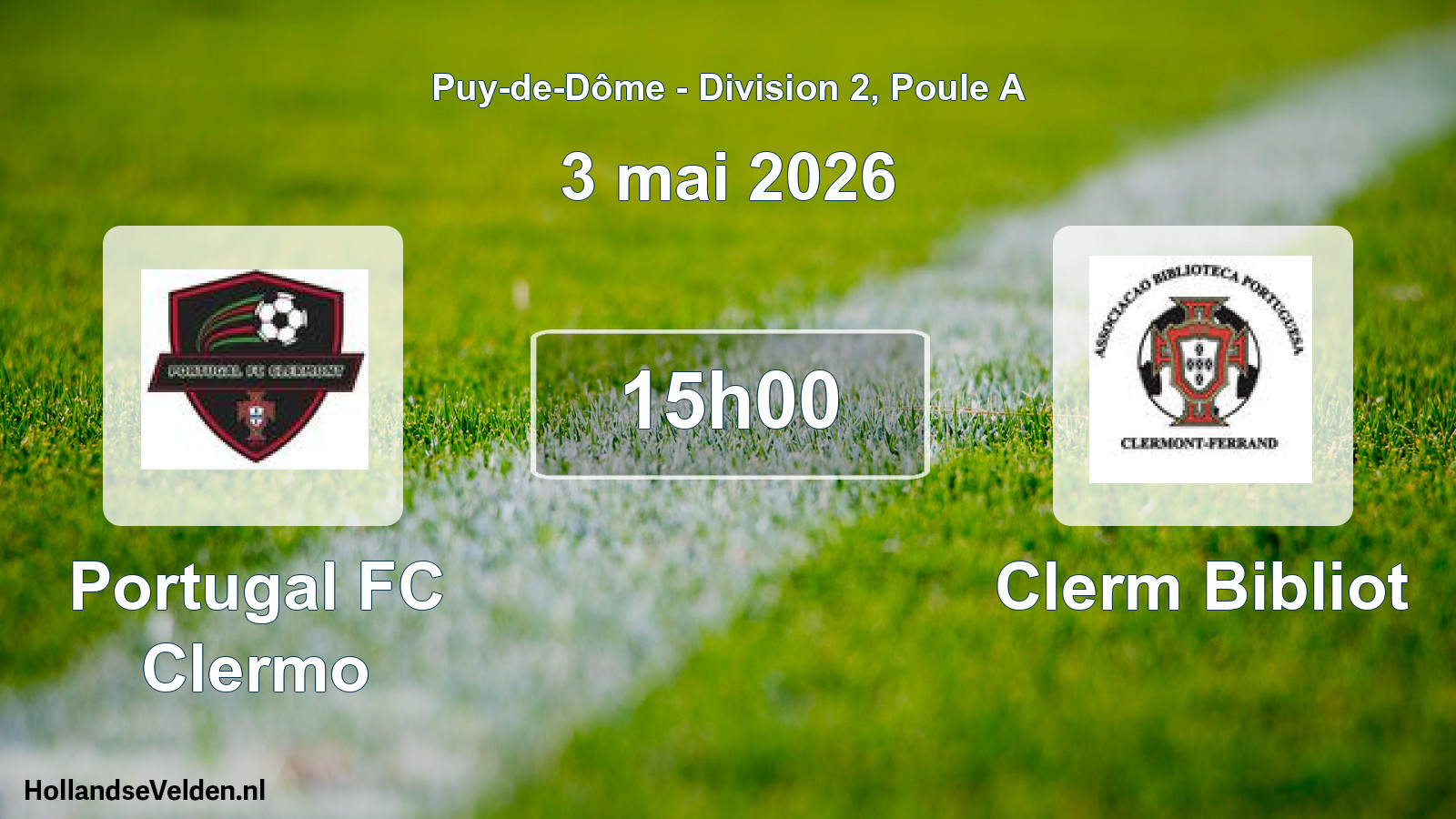 Geplande wedstrijd: Portugal FC Clermo - Clerm Bibliot (3 mei 2026)