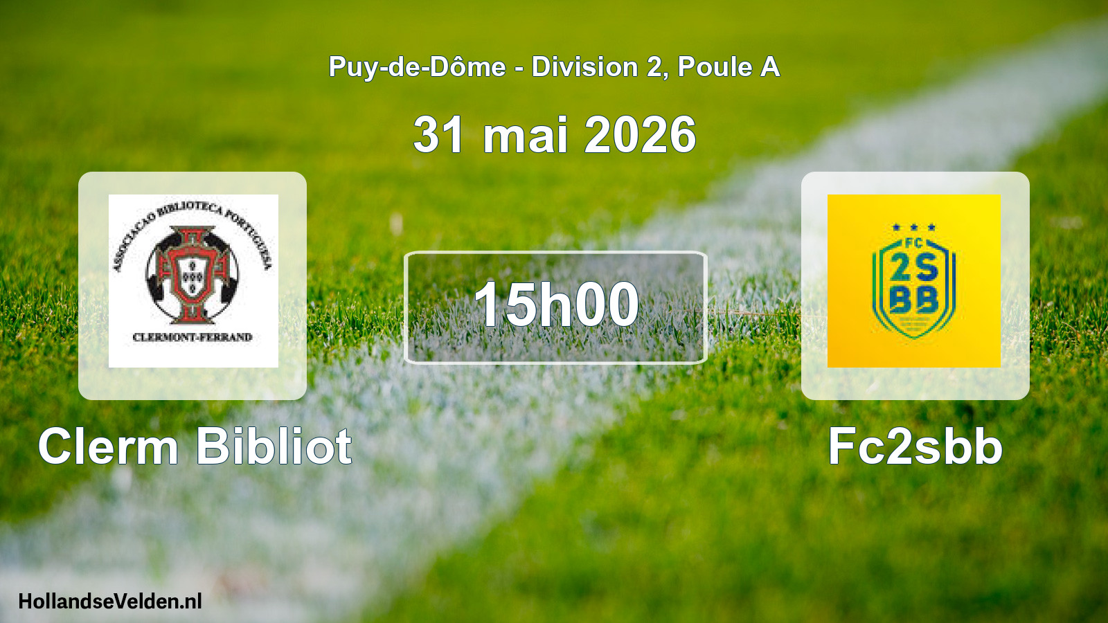 Match programmé: Clerm Bibliot - Fc2sbb (31 mai 2026)