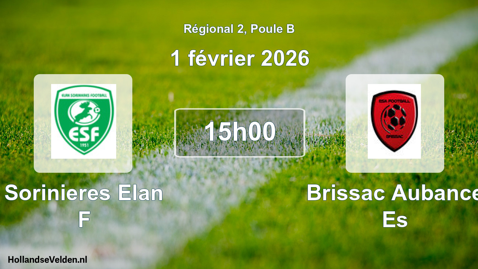 Geplande wedstrijd: Sorinieres Elan F - Brissac Aubance Es (1 februari 2026)