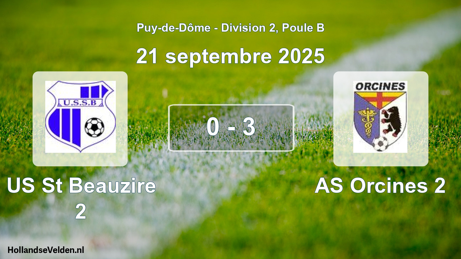 Match joué: US St Beauzire 2 - AS Orcines 2 0 - 3 (21 septembre 2025)