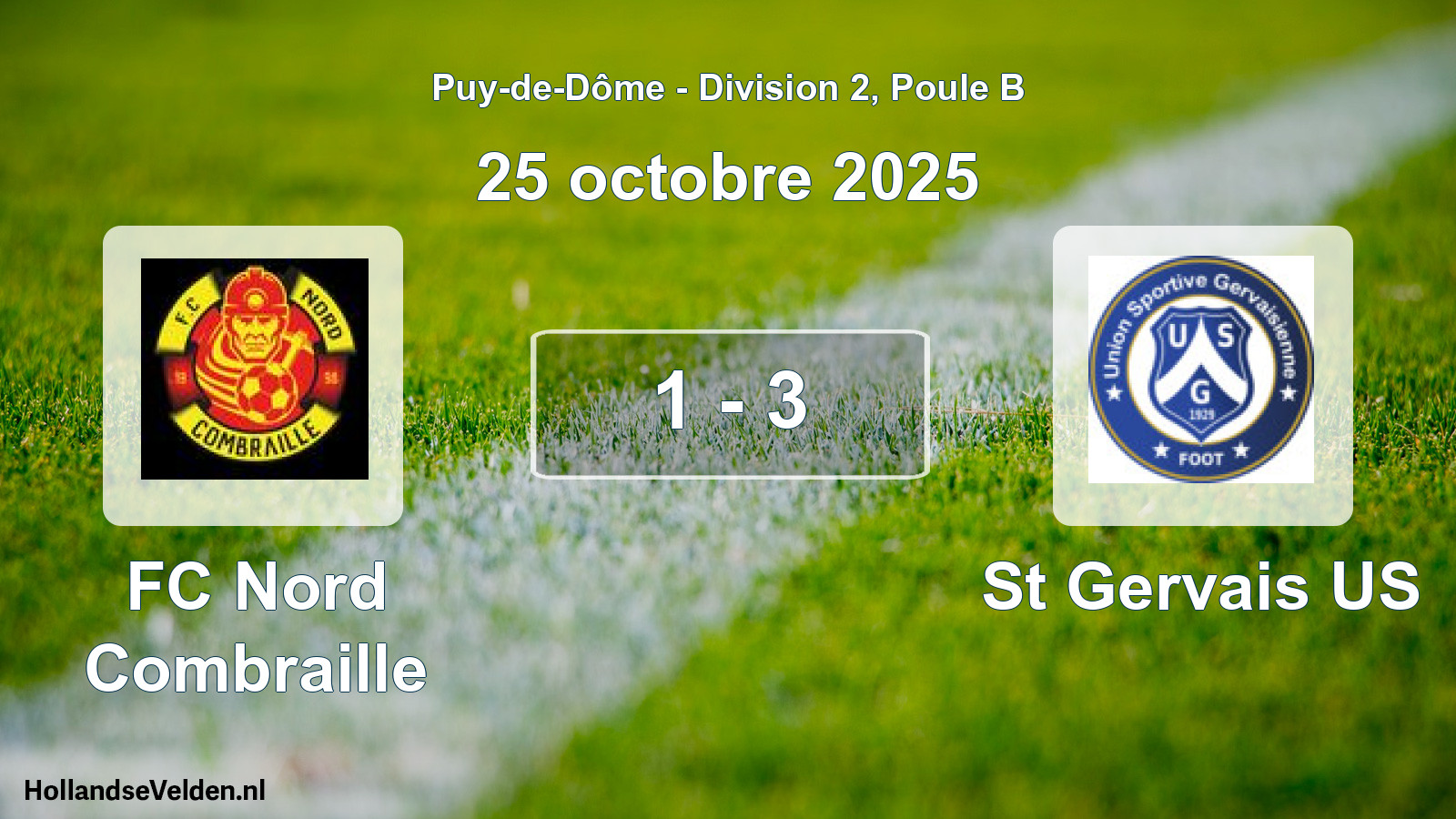 Gespeelde wedstrijd: FC Nord Combraille - St Gervais US 1 - 3 (25 oktober 2025)