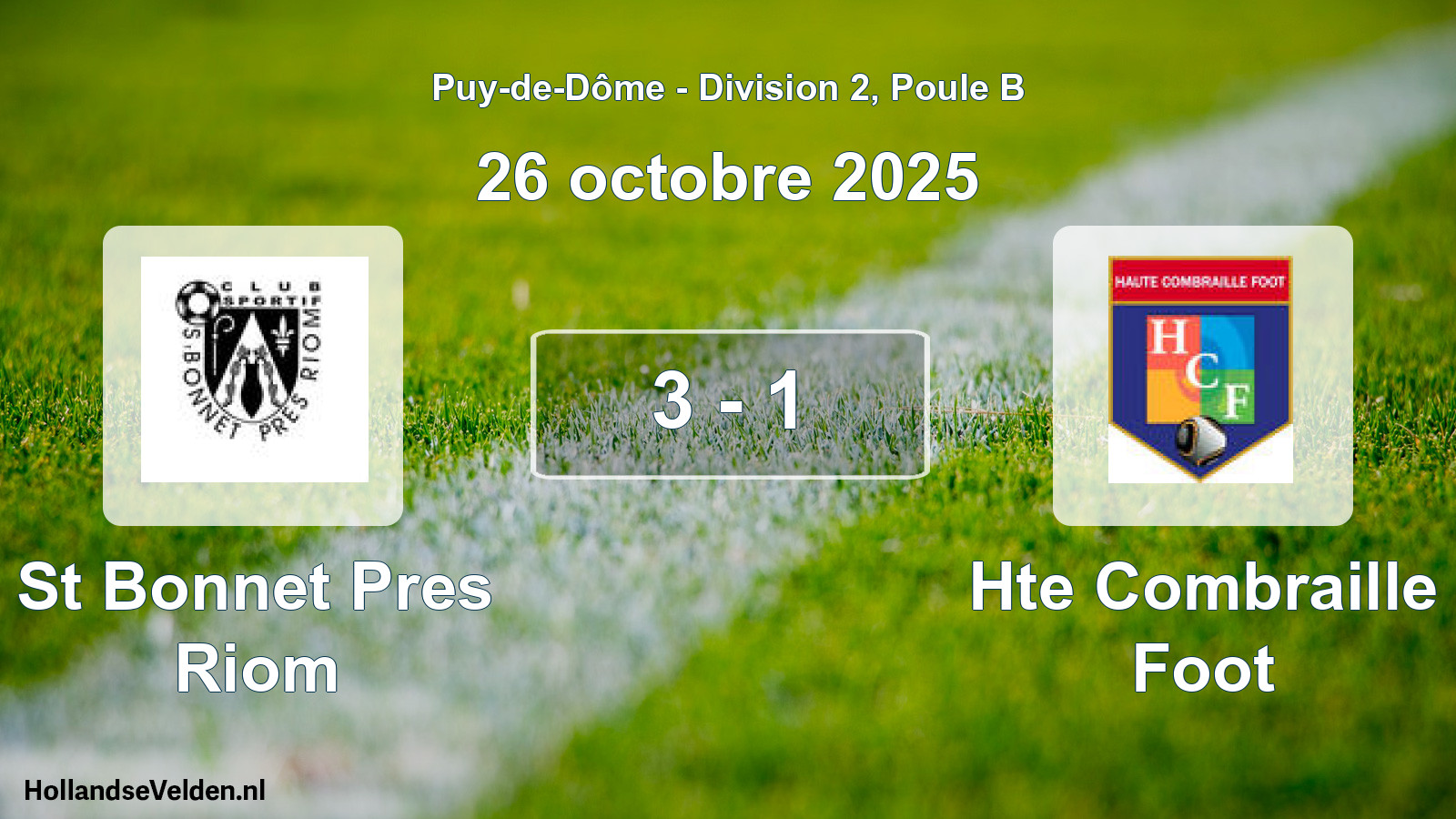 Match joué: St Bonnet Pres Riom - Hte Combraille Foot 3 - 1 (26 octobre 2025)
