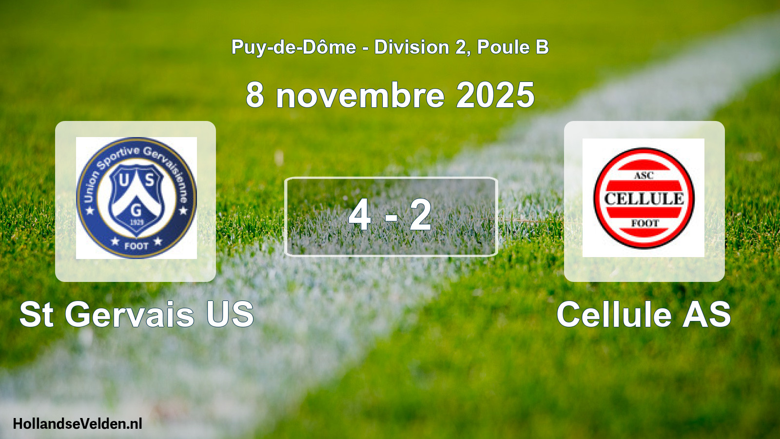 Gespeelde wedstrijd: St Gervais US - Cellule AS 4 - 2 (8 november 2025)