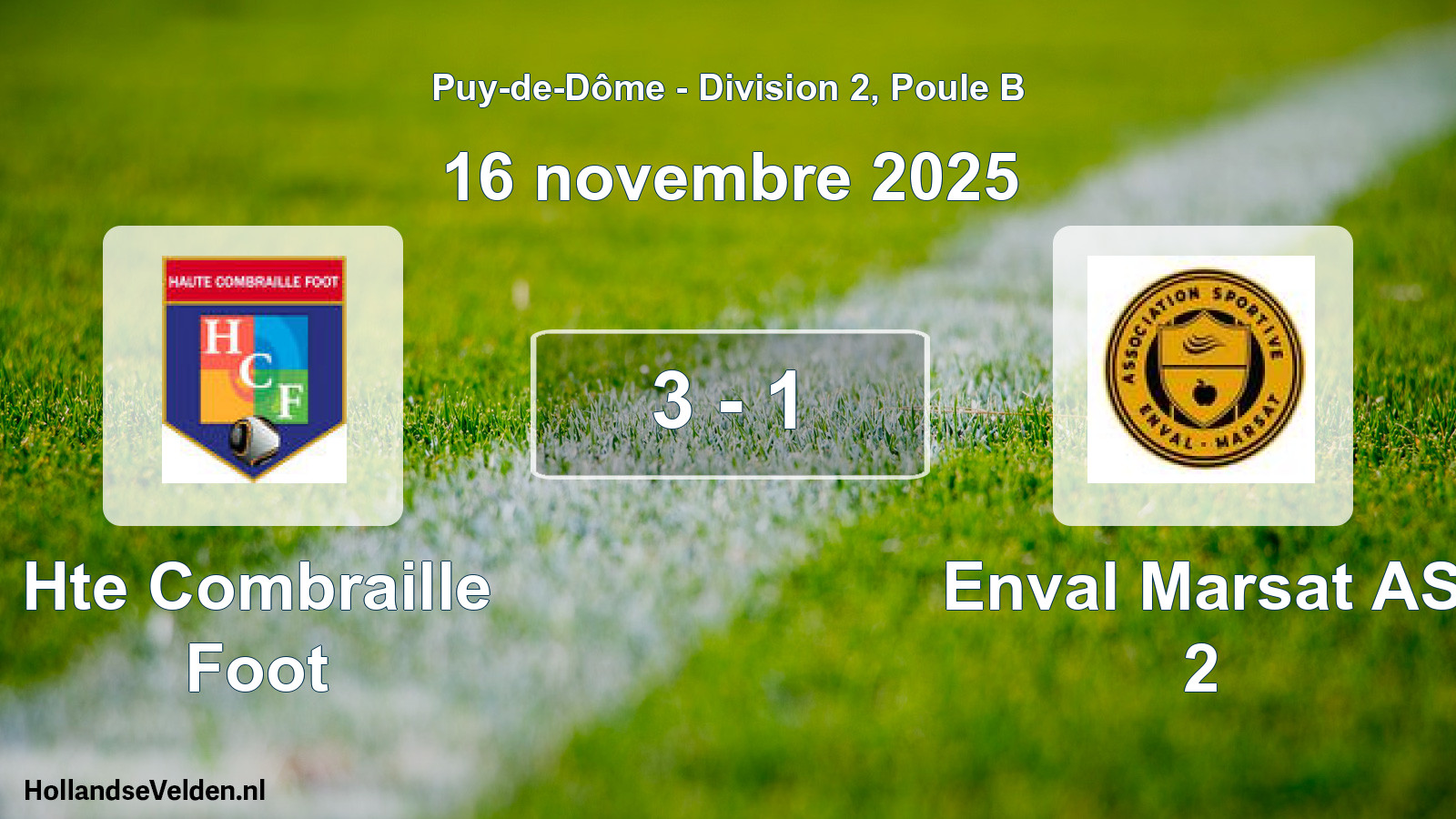 Match joué: Hte Combraille Foot - Enval Marsat AS 2 3 - 1 (16 novembre 2025)