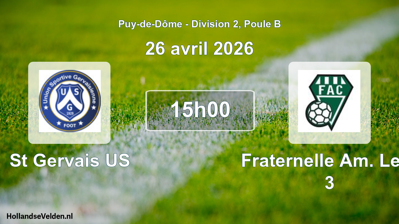 Match programmé: St Gervais US - Fraternelle Am. Le C 3 (26 avril 2026)