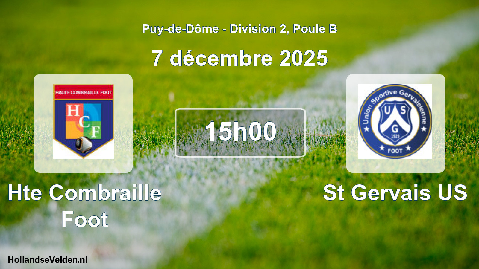 Match programmé: Hte Combraille Foot - St Gervais US (7 décembre 2025)