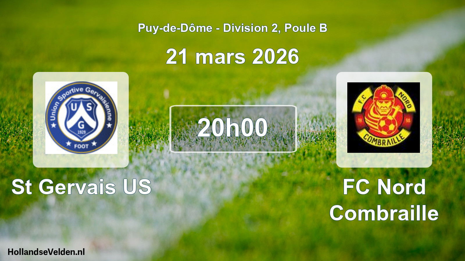 Match programmé: St Gervais US - FC Nord Combraille (21 mars 2026)