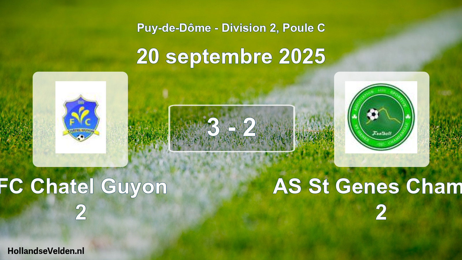 Gespeelde wedstrijd: FC Chatel Guyon 2 - AS St Genes Champa 2 3 - 2 (20 september 2025)