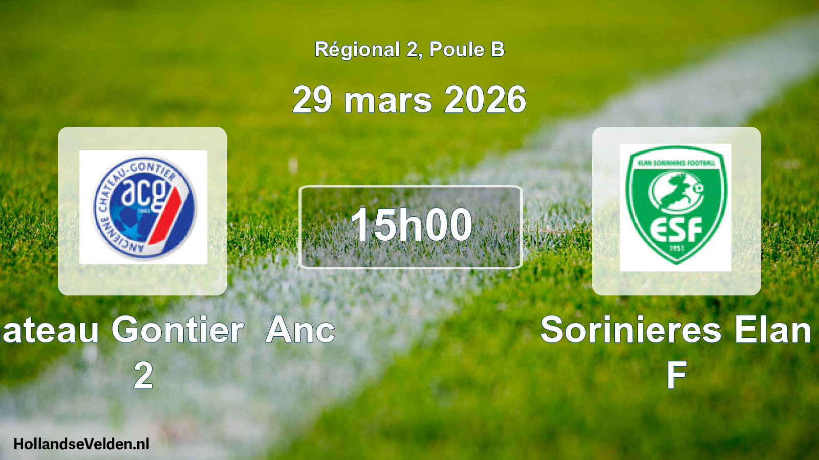 Geplande wedstrijd: Chateau Gontier Anc 2 - Sorinieres Elan F (29 mars 2026)