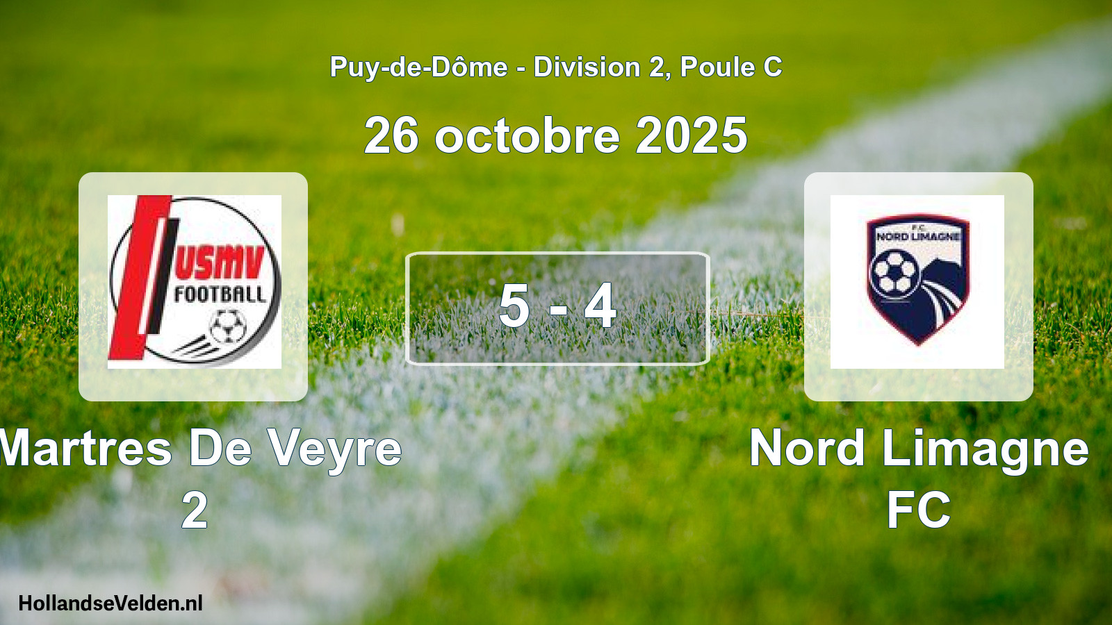 Gespeelde wedstrijd: Martres De Veyre 2 - Nord Limagne FC 5 - 4 (26 oktober 2025)