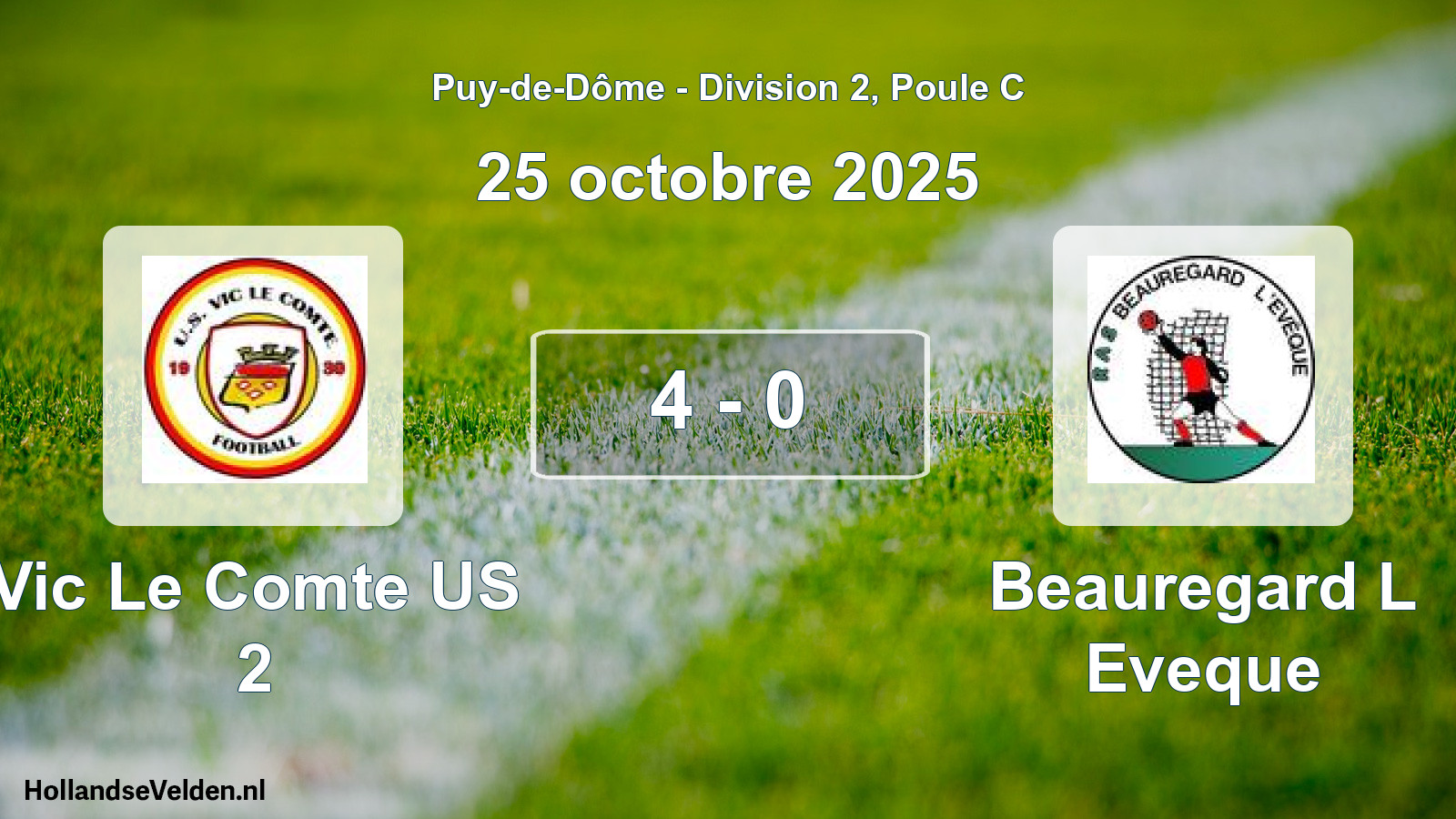 Match joué: Vic Le Comte US 2 - Beauregard L Eveque 4 - 0 (25 octobre 2025)