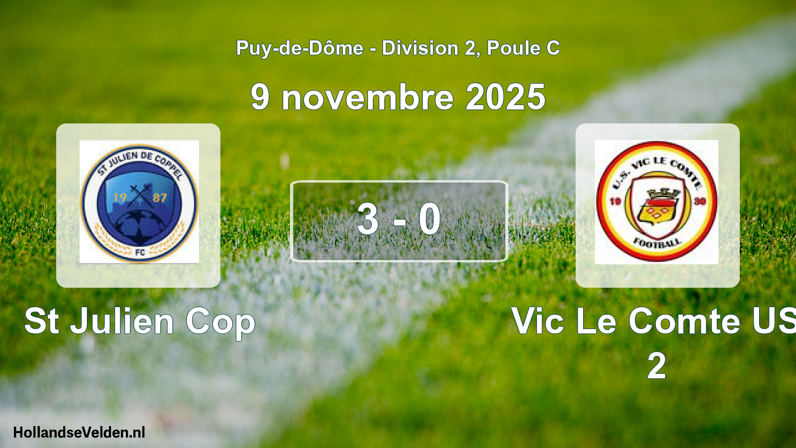 Match joué: St Julien Cop - Vic Le Comte US 2 3 - 0 (9 novembre 2025)