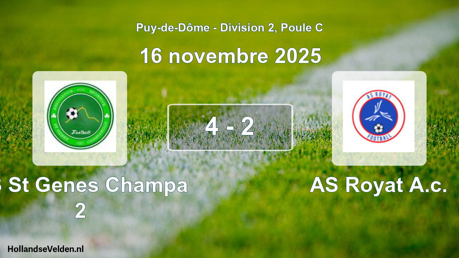 Gespeelde wedstrijd: AS St Genes Champa 2 - AS Royat A.c. 4 - 2 (16 november 2025)