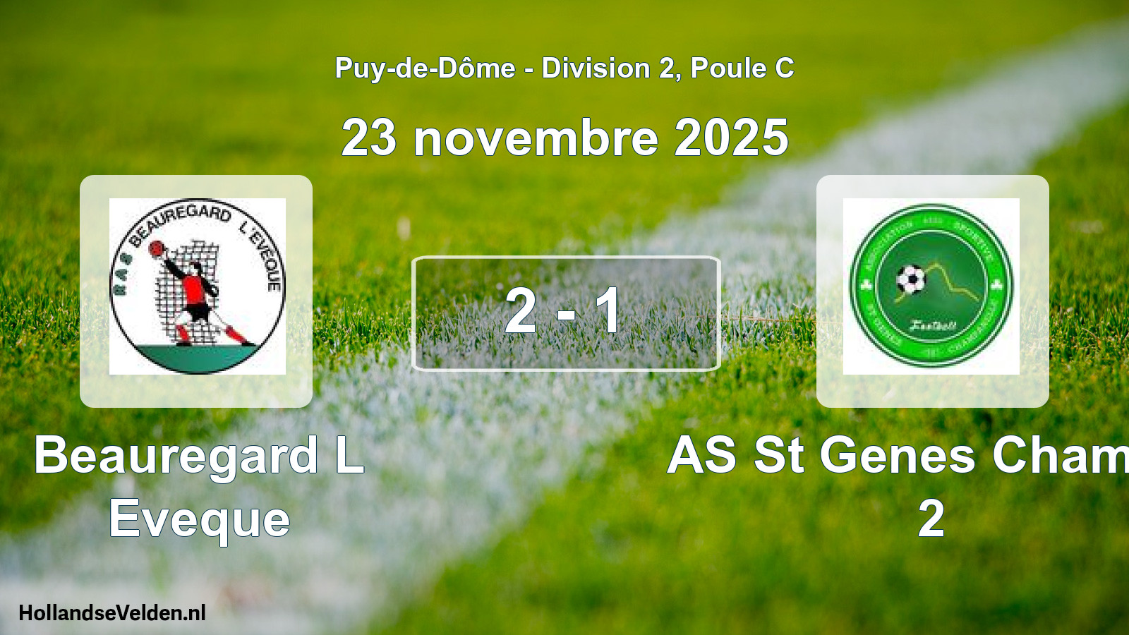 Gespeelde wedstrijd: Beauregard L Eveque - AS St Genes Champa 2 2 - 1 (23 november 2025)