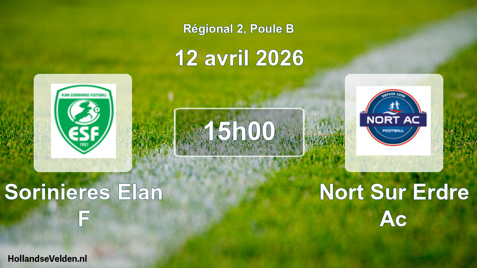 Geplande wedstrijd: Sorinieres Elan F - Nort Sur Erdre Ac (12 avril 2026)