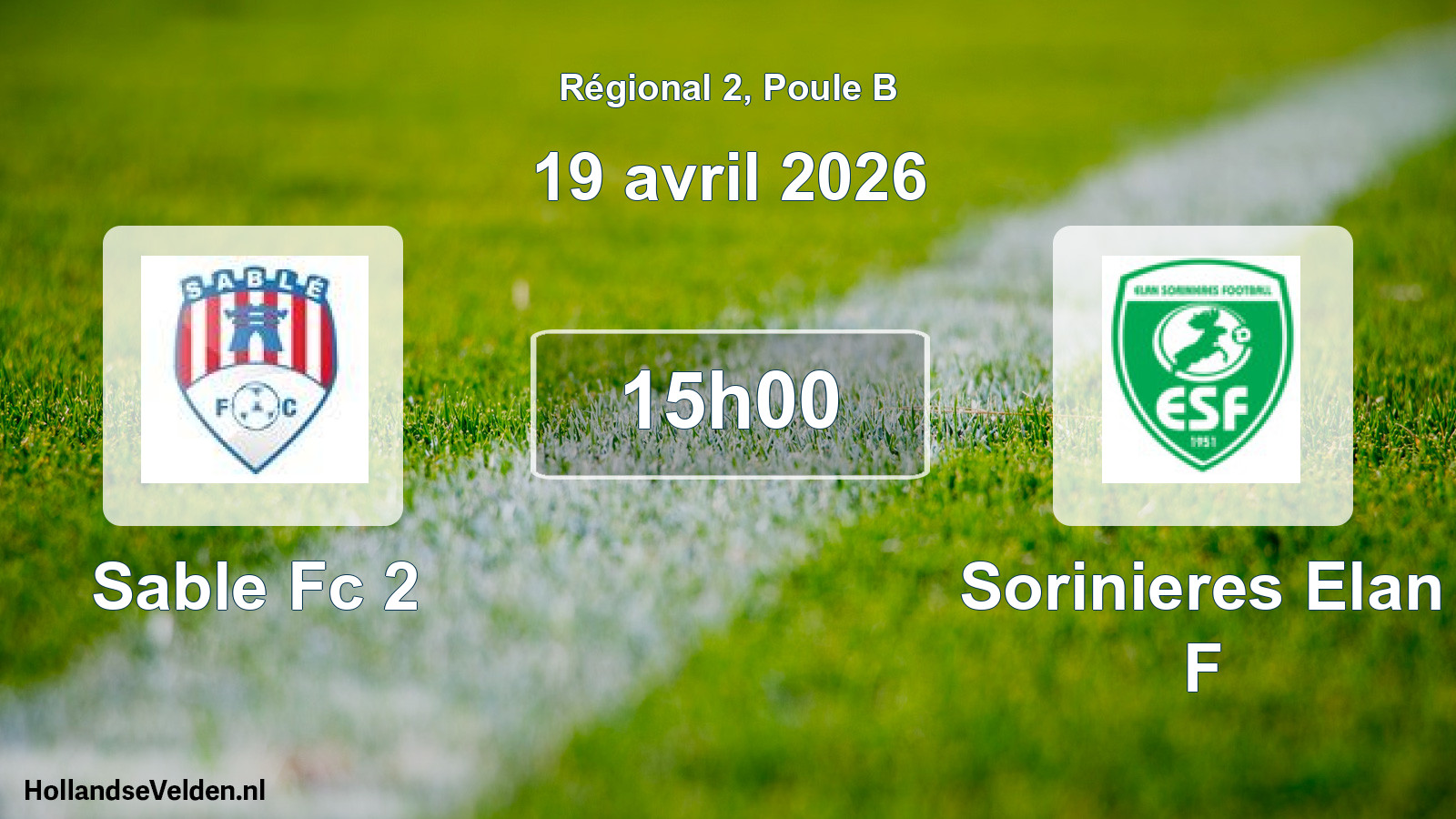 Geplande wedstrijd: Sable Fc 2 - Sorinieres Elan F (19 avril 2026)