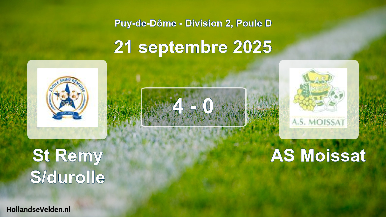 Gespeelde wedstrijd: St Remy S/durolle - AS Moissat 4 - 0 (21 september 2025)
