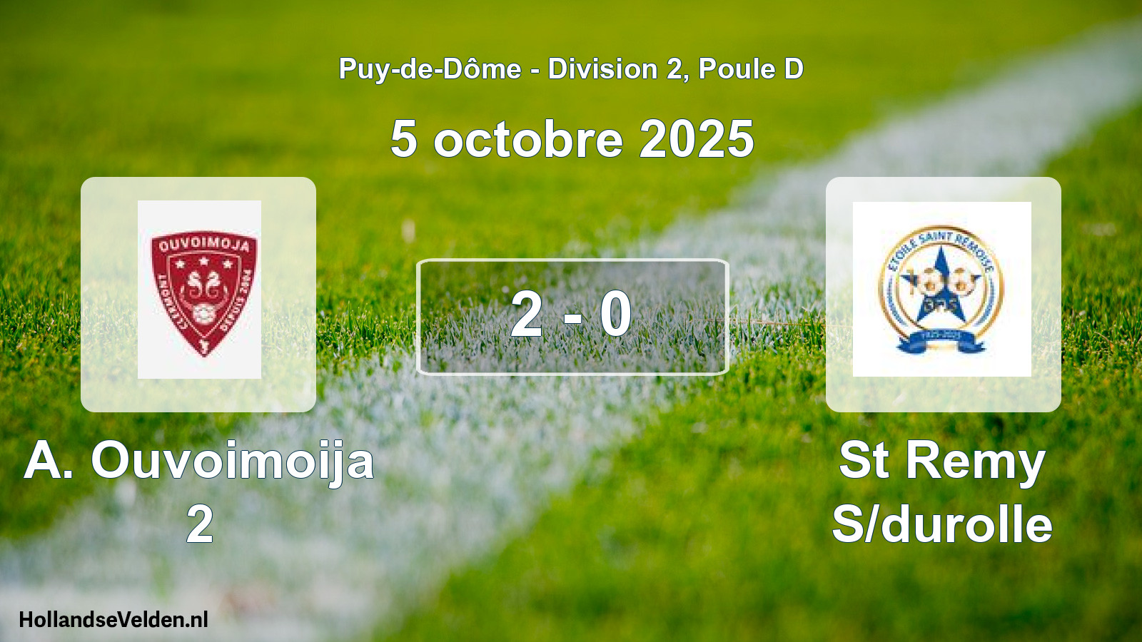 Match joué: A. Ouvoimoija 2 - St Remy S/durolle 2 - 0 (5 octobre 2025)