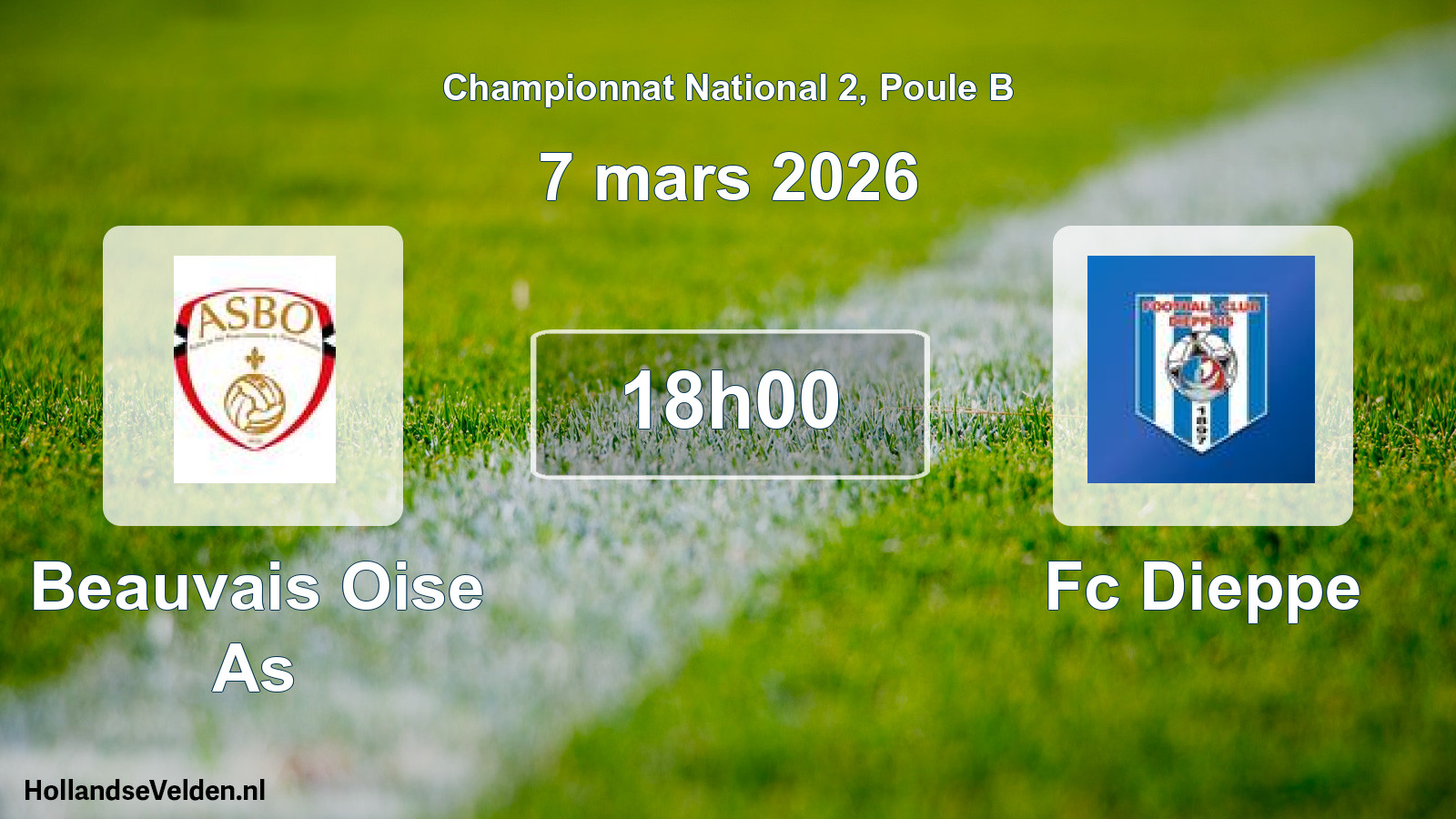 Geplande wedstrijd: Beauvais Oise As - Fc Dieppe (7 mars 2026)