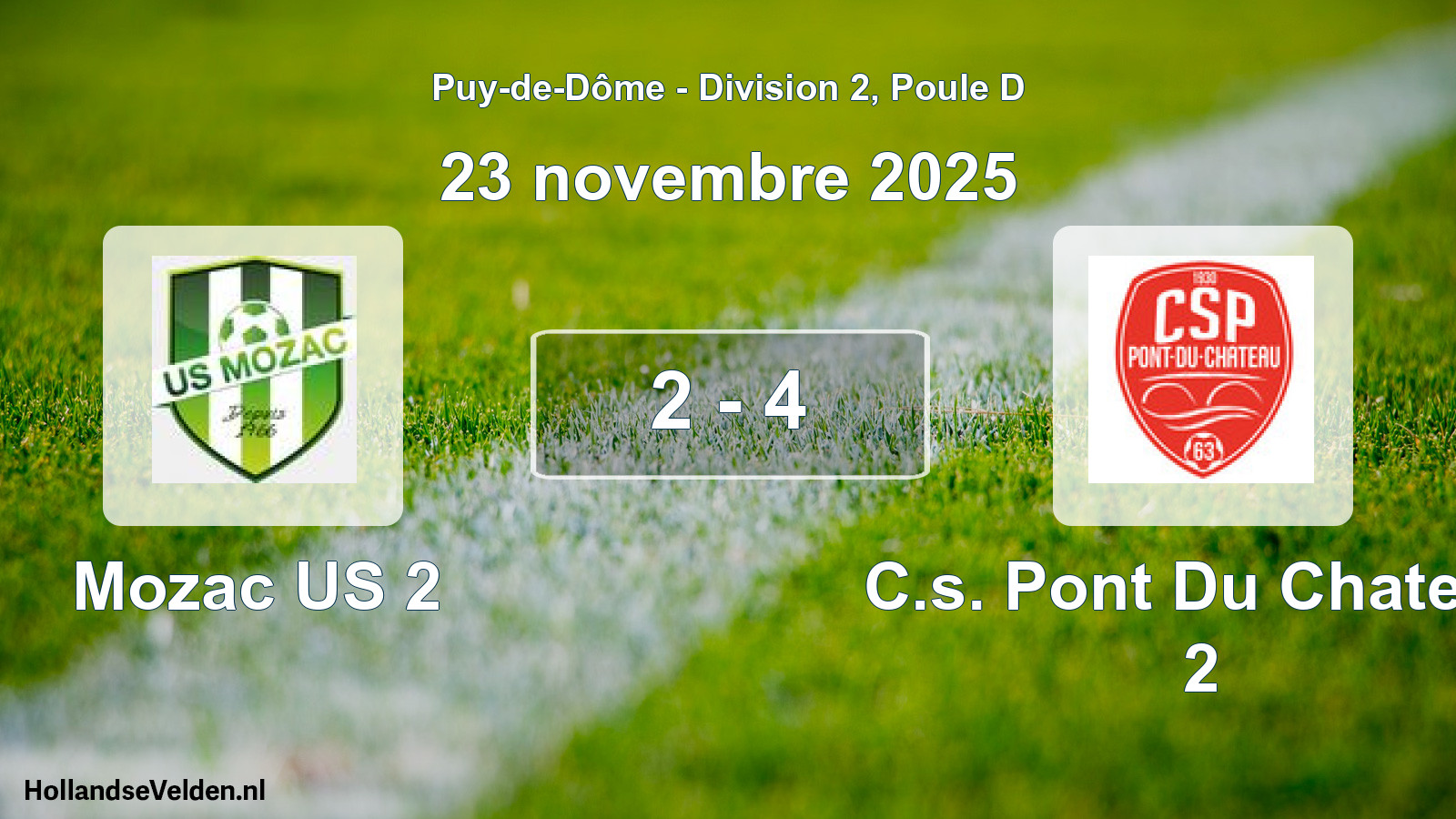 Gespeelde wedstrijd: Mozac US 2 - C.s. Pont Du Chateau 2 2 - 4 (23 november 2025)