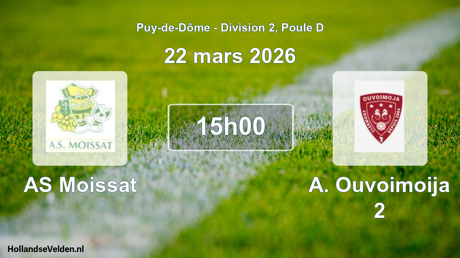 Match programmé: AS Moissat - A. Ouvoimoija 2 (22 mars 2026)