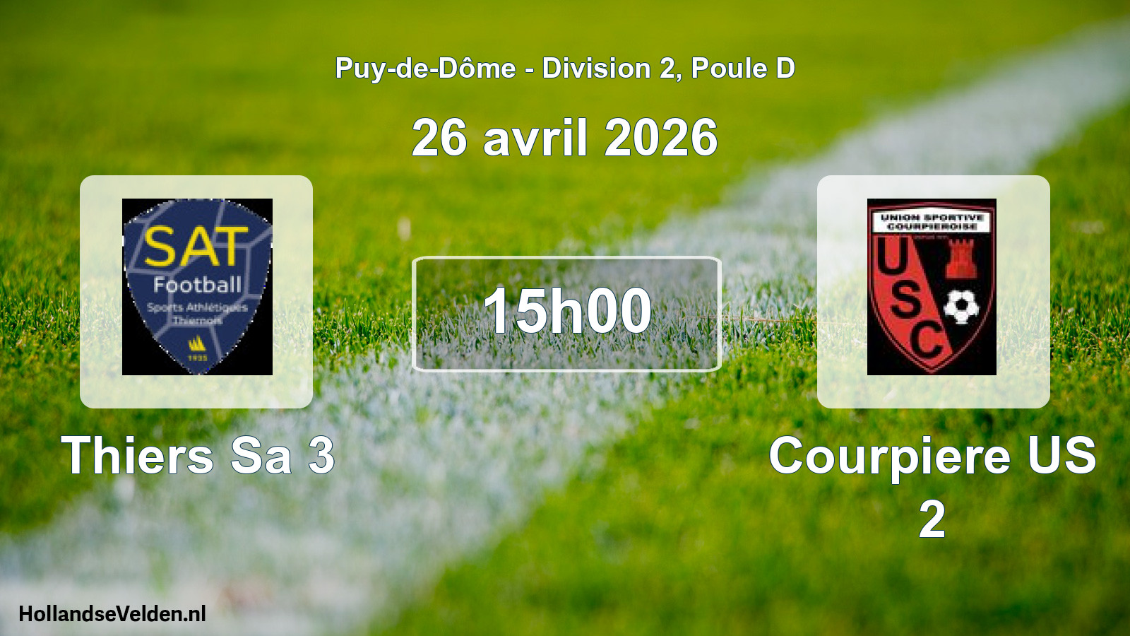 Match programmé: Thiers Sa 3 - Courpiere US 2 (26 avril 2026)
